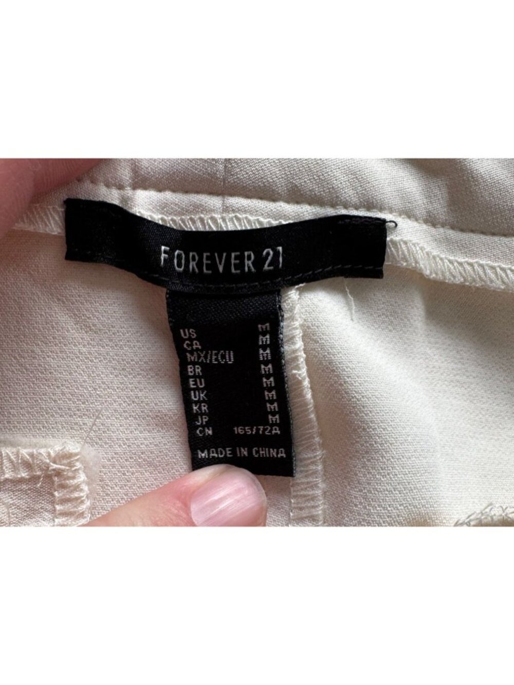 Forever 21 Womens Cream Wide Leg Mid-Rise Pants Size M Lightweight - Picture 3 of 8
